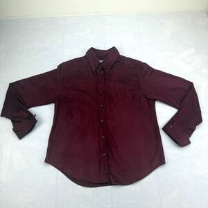 David Brooks Shirt Top Womens 6 Burgundy Faux Suede Regular Collared Button Down